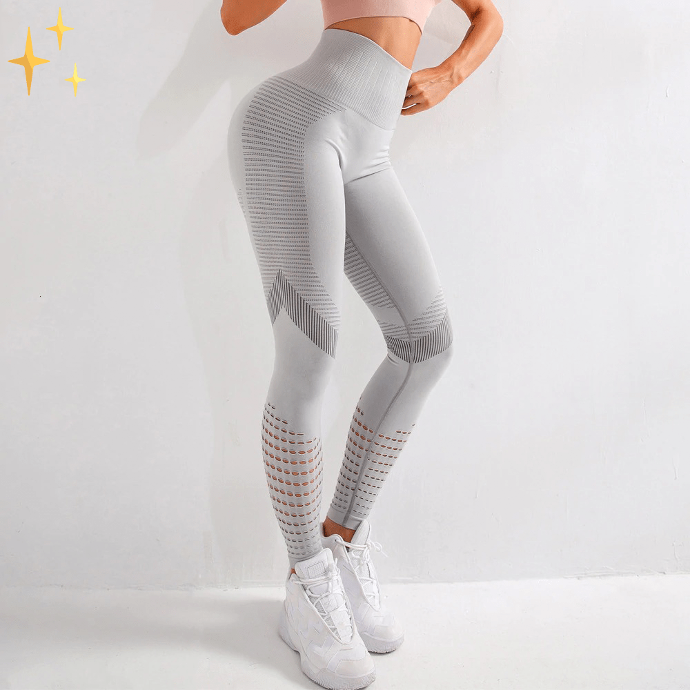 Luvik | high waist light gray seamless sports leggings made of breathable fabric