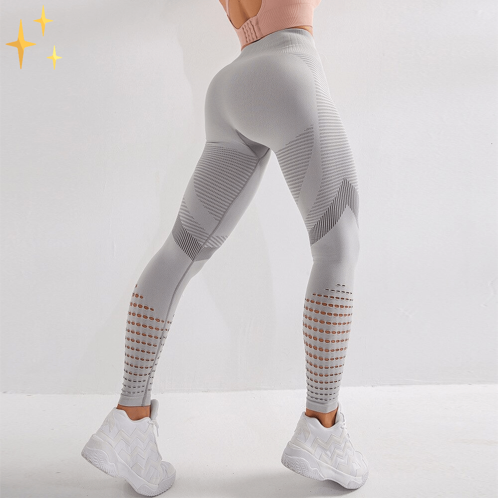 Luvik | high waist light gray seamless sports leggings made of breathable fabric