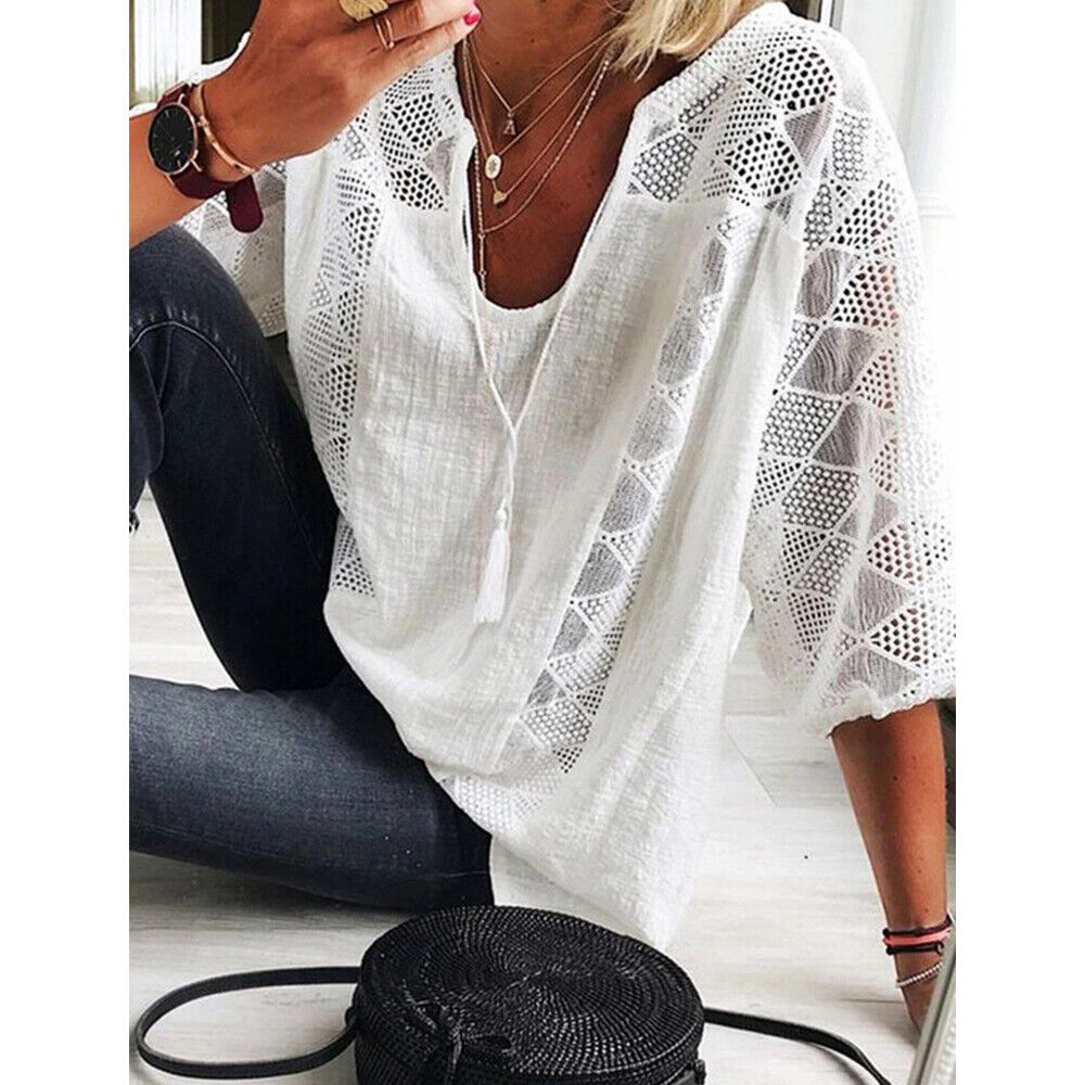 Luvik | Plus Size Tunika Paita 3/4 Hihoilla Naisille