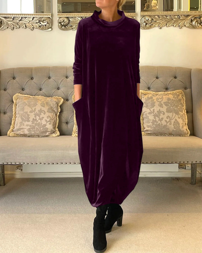 Luvik | Stilvolles Samtkleid mit Taschen