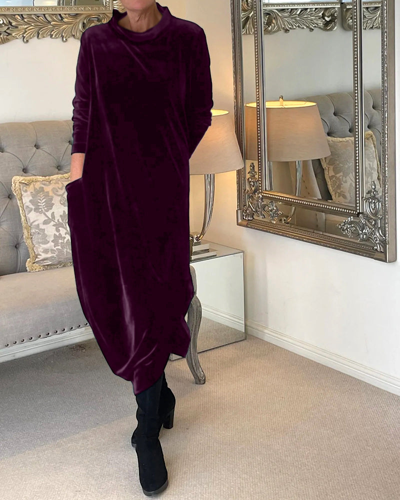 Luvik | Stilvolles Samtkleid mit Taschen