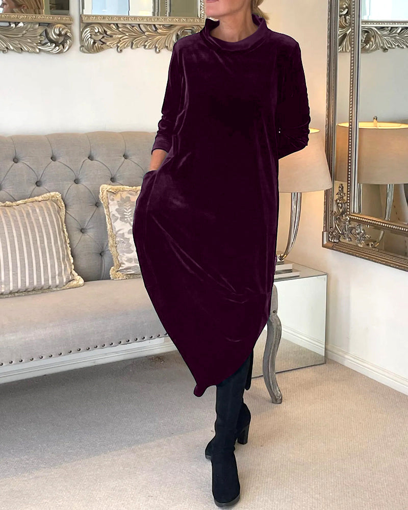 Luvik | Stilvolles Samtkleid mit Taschen