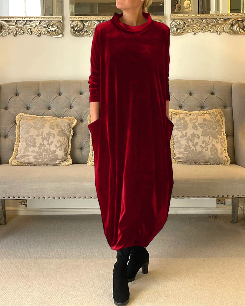 Luvik | Stilvolles Samtkleid mit Taschen