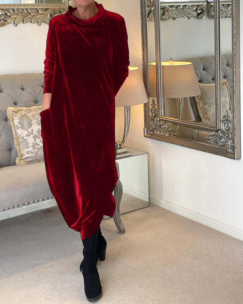 Luvik | Stilvolles Samtkleid mit Taschen