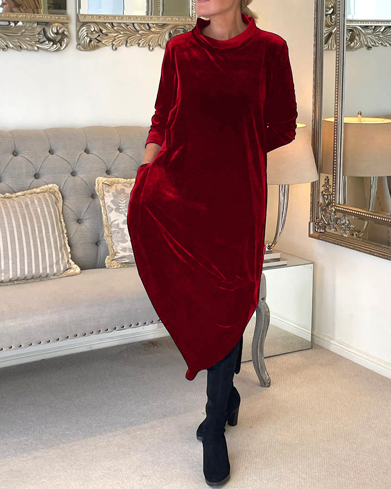 Luvik | Stilvolles Samtkleid mit Taschen