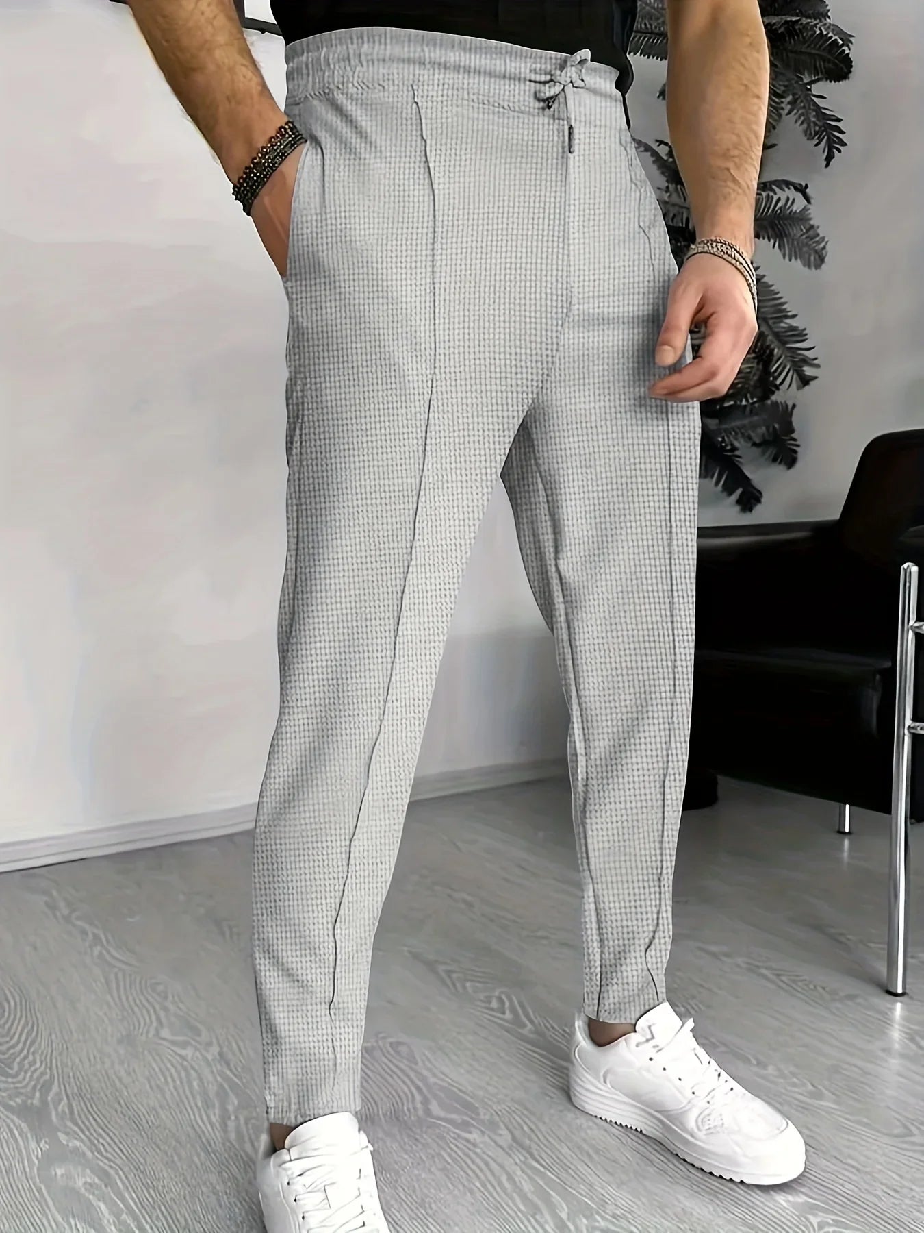 Luvik | Elegantti Slim-housut ruutukuvioilla miehille