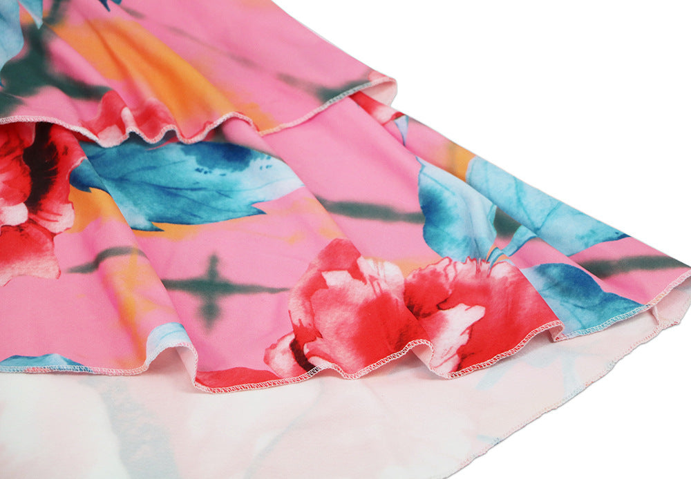 Luvik | V-kaula Batwing-hihainen Tulostettu Mekko