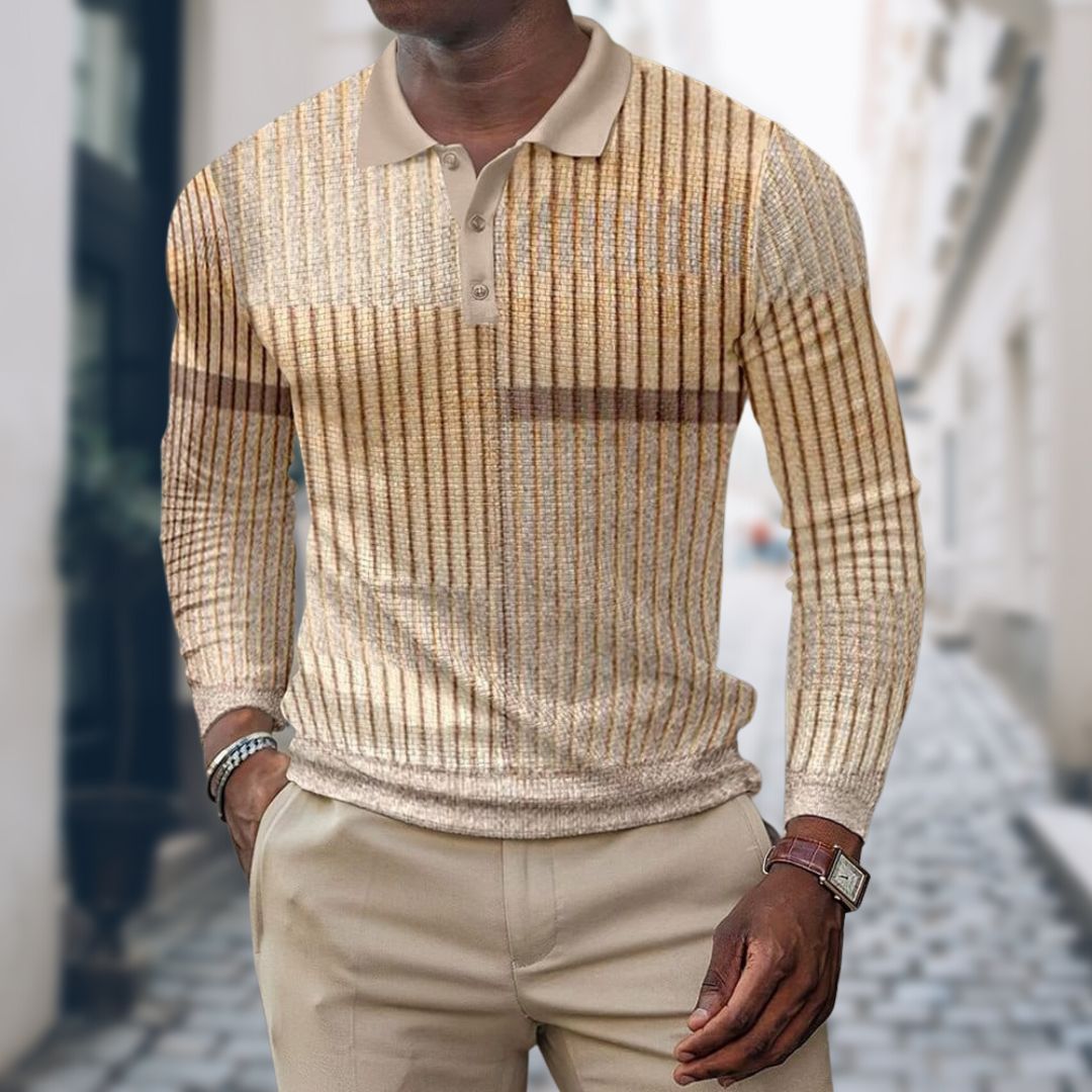 Luvik | Slim Fit Miesten polo Verkkomainen Pitkät Hihat