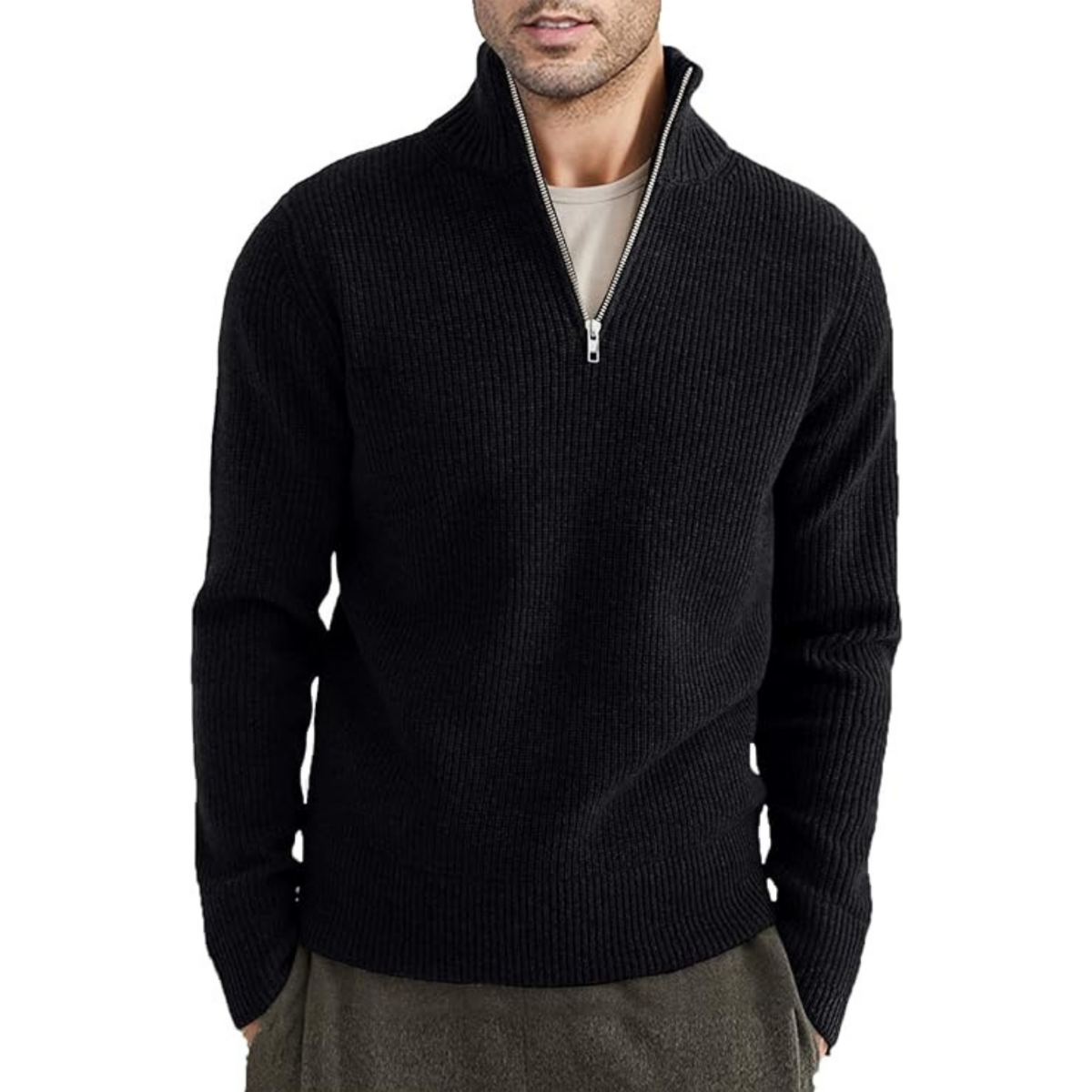 Luvik | Ribbed zipper knit sweater for men