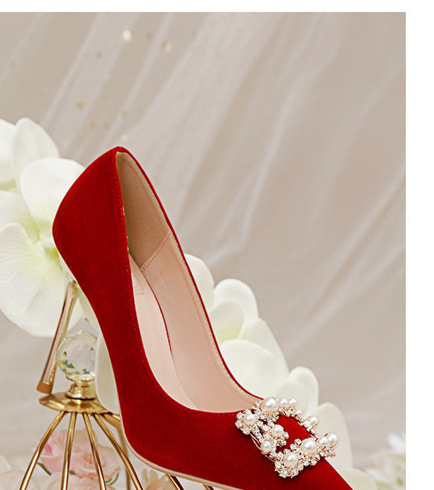 Luvik | Perl Strass Absatz Hochzeitsschuhe