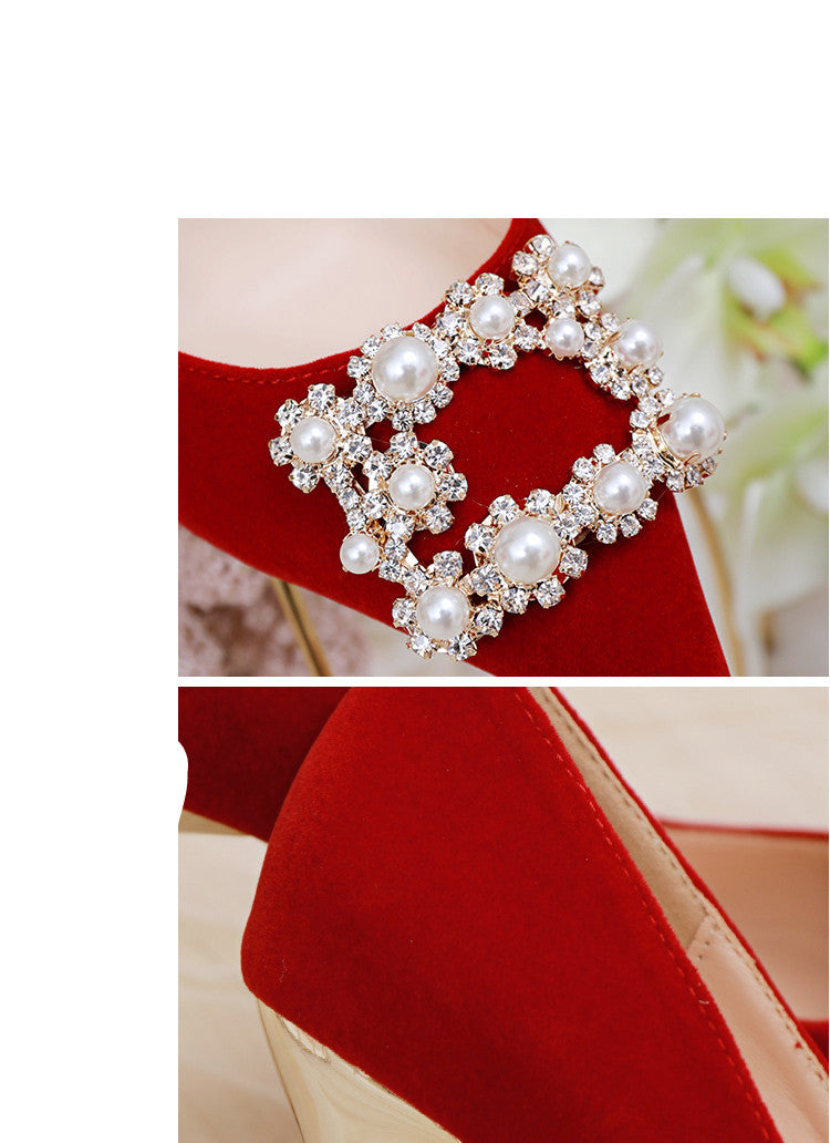 Luvik | Perl Strass Absatz Hochzeitsschuhe