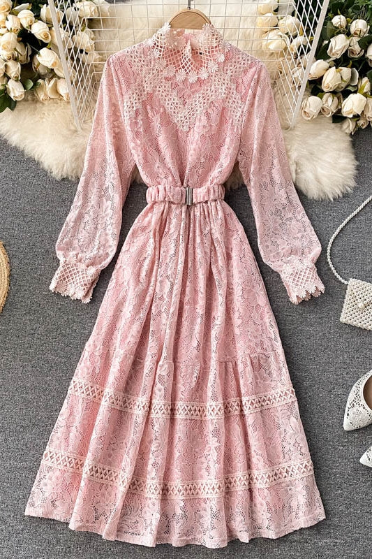 Luvik | Elegantly shaped medium-sized fairy skirt with empty lace fronts and a small standing collar