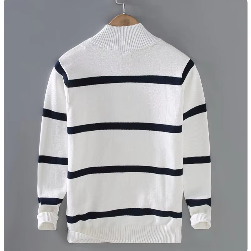 Luvik | Gestreifter Herren-Pullover mit halbem Reißverschluss