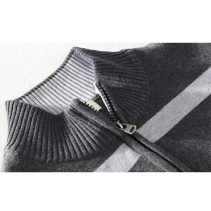 Luvik | Gestreifter Herren-Pullover mit halbem Reißverschluss
