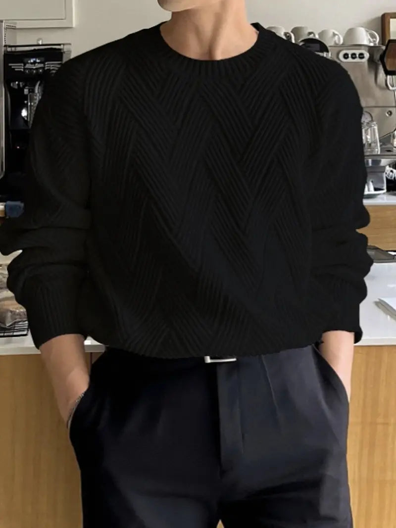 Luvik | Strukturierter Herbstpullover Mit Rippenbesatz Für Herren