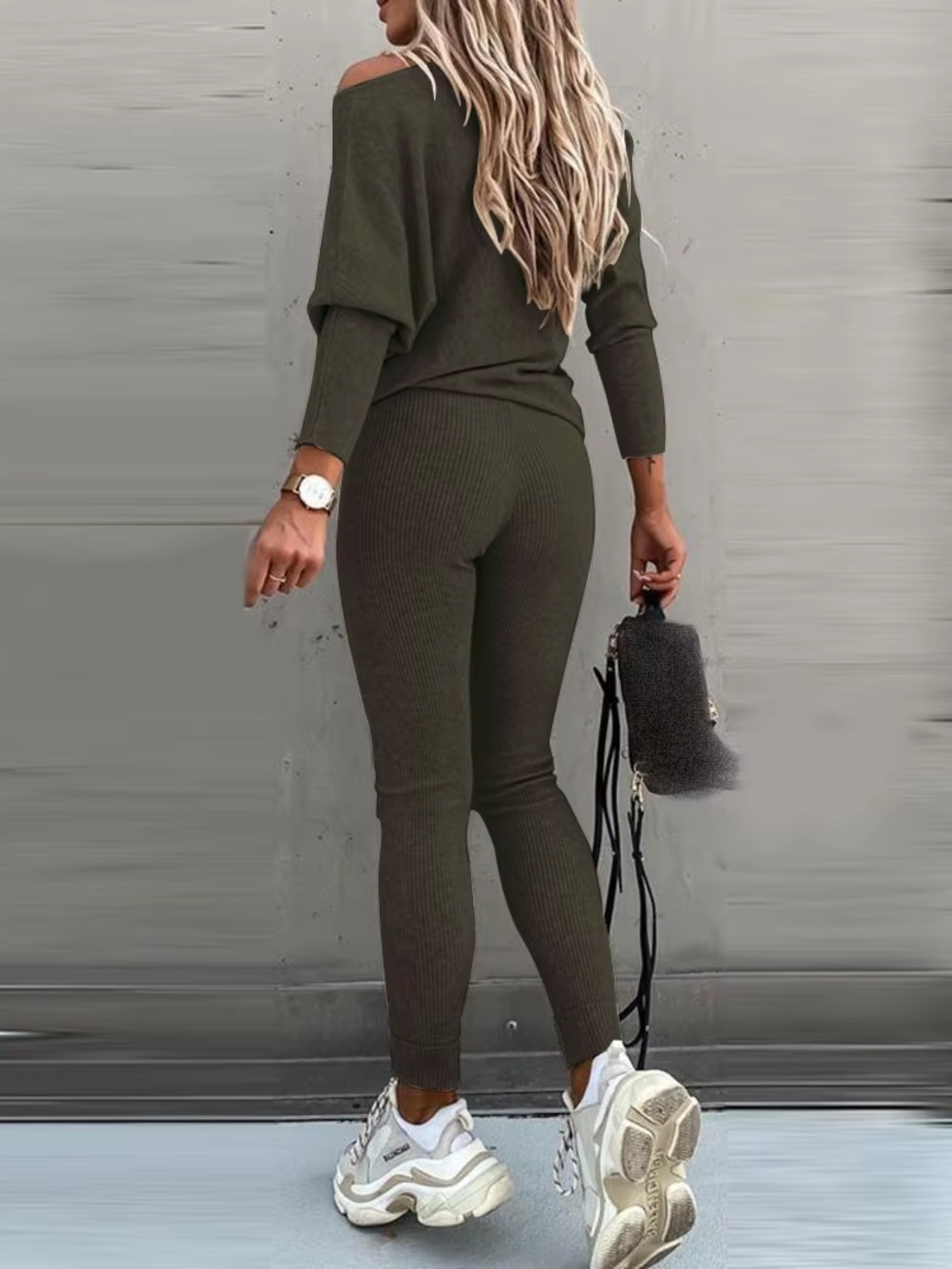 Luvik | Naisten Kotiasu Tyylikäs Off Shoulder Paita Ja Leggings Sarja