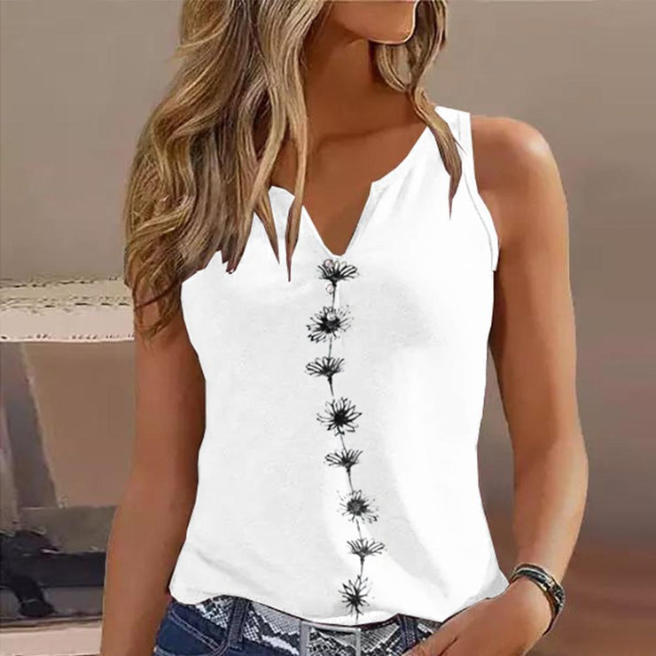 Luvik | Valkoinen Olkaimeton Daisy Tank Top Viistetty Leikkaus Tyylillä