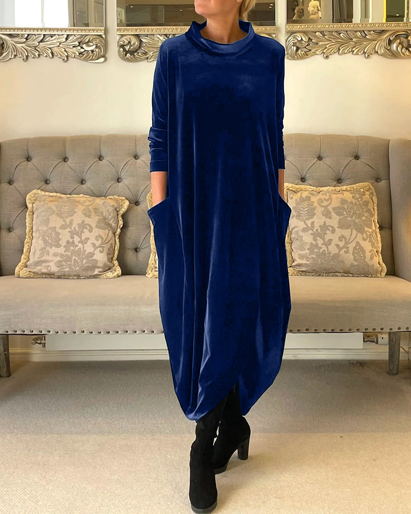Luvik | Stilvolles Samtkleid mit Taschen