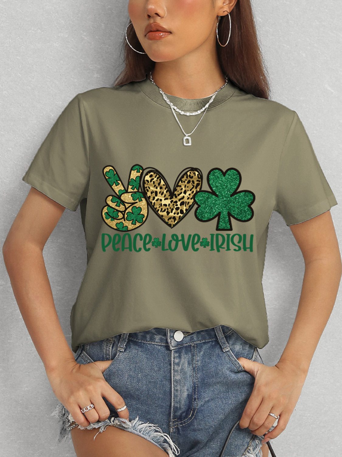 Luvik | PEACE LOVE IRISH Pyöreä kaulus Lyhythihainen T-paita
