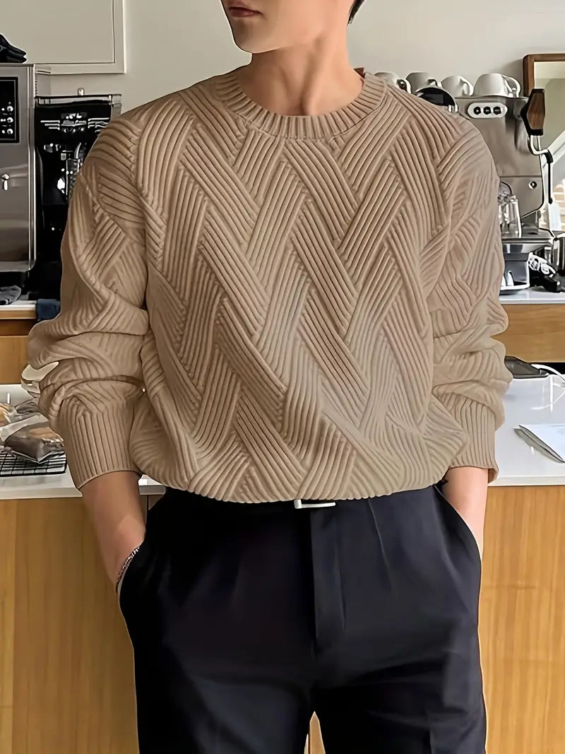Luvik | Strukturierter Herbstpullover Mit Rippenbesatz Für Herren