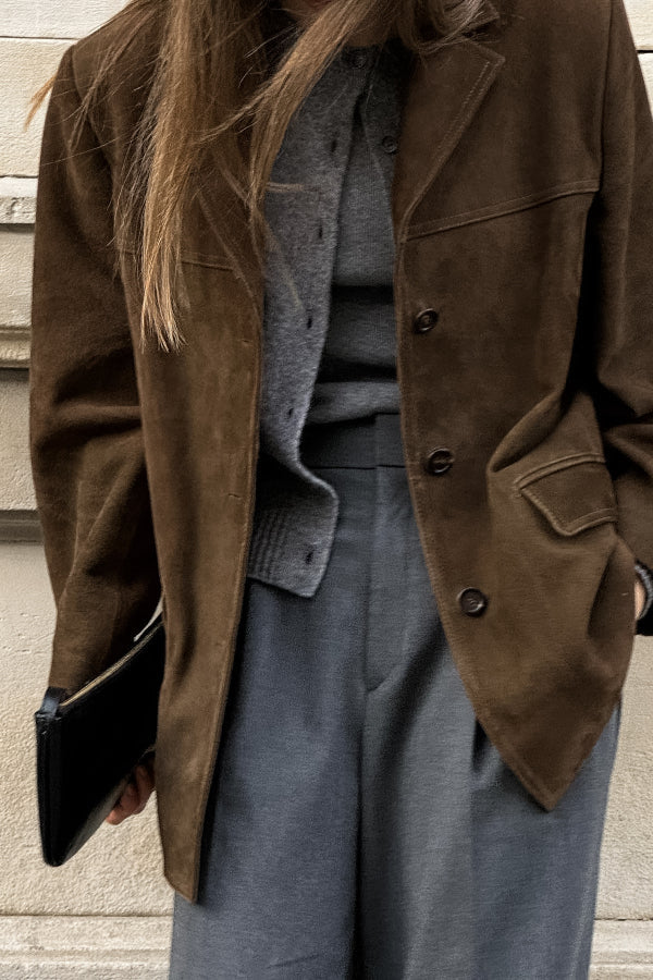 Luvik | Vintage Ylisuuri-nahkatakki Nubuck-nahka-kääntökauluksella