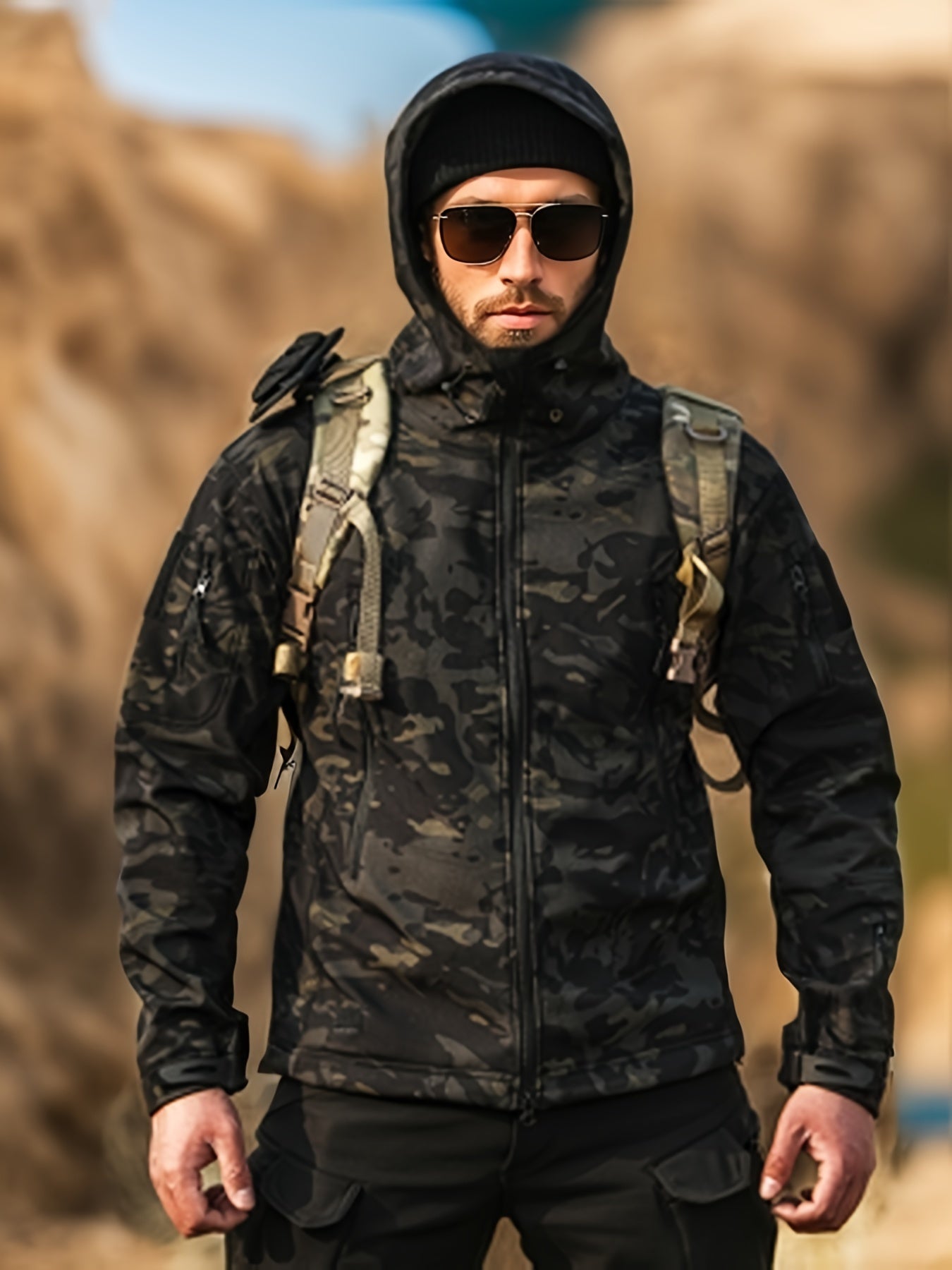 Luvik | Vedenpitävä Miesten Takki Camouflage Kuviolla
