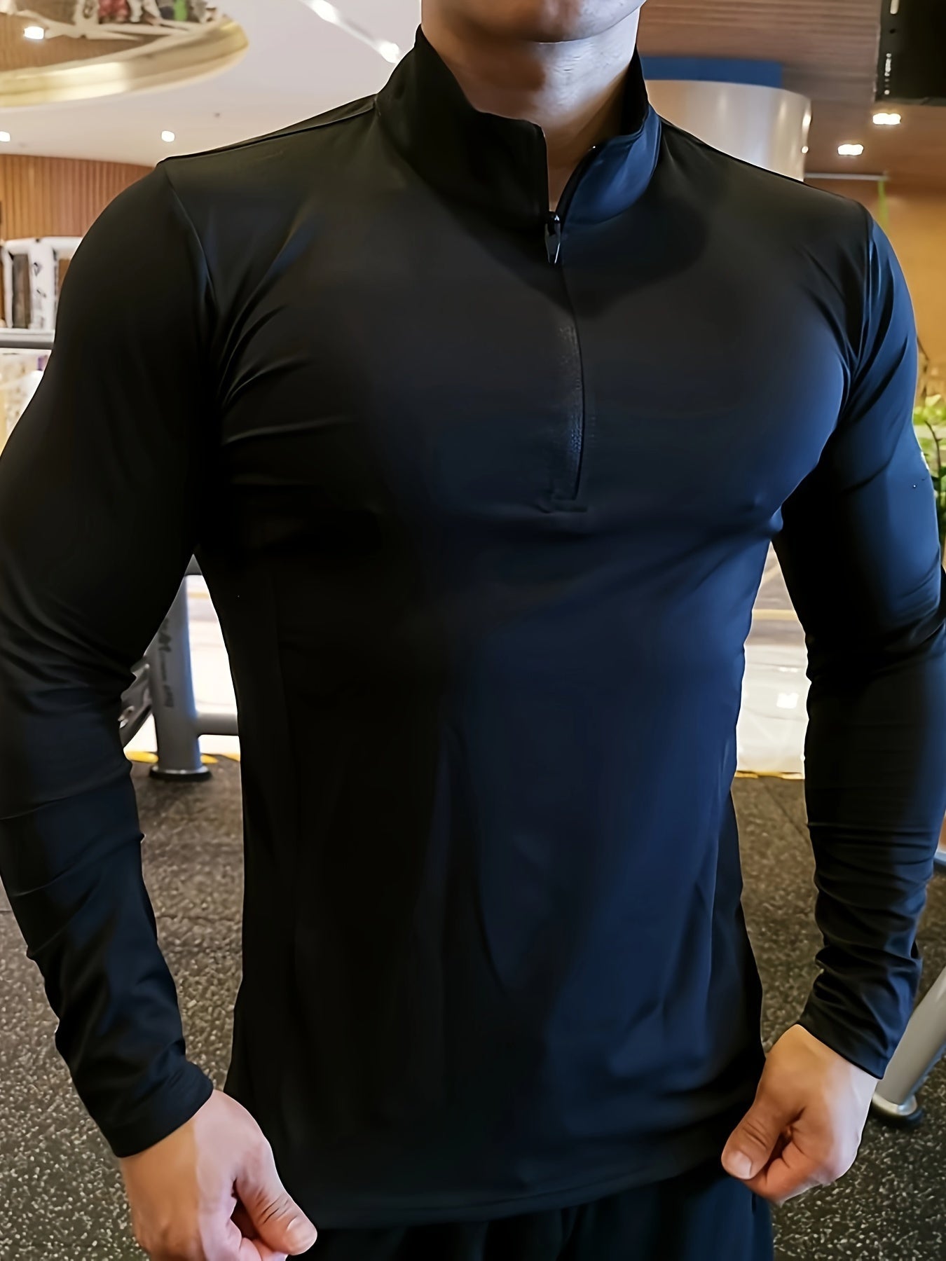 Luvik | Slim Fit Henley Shirt jossa on puolivetoketju ja seisova kaulus