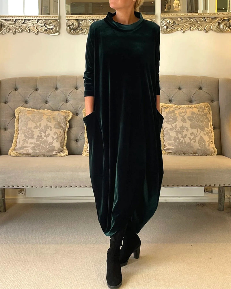 Luvik | Stilvolles Samtkleid mit Taschen