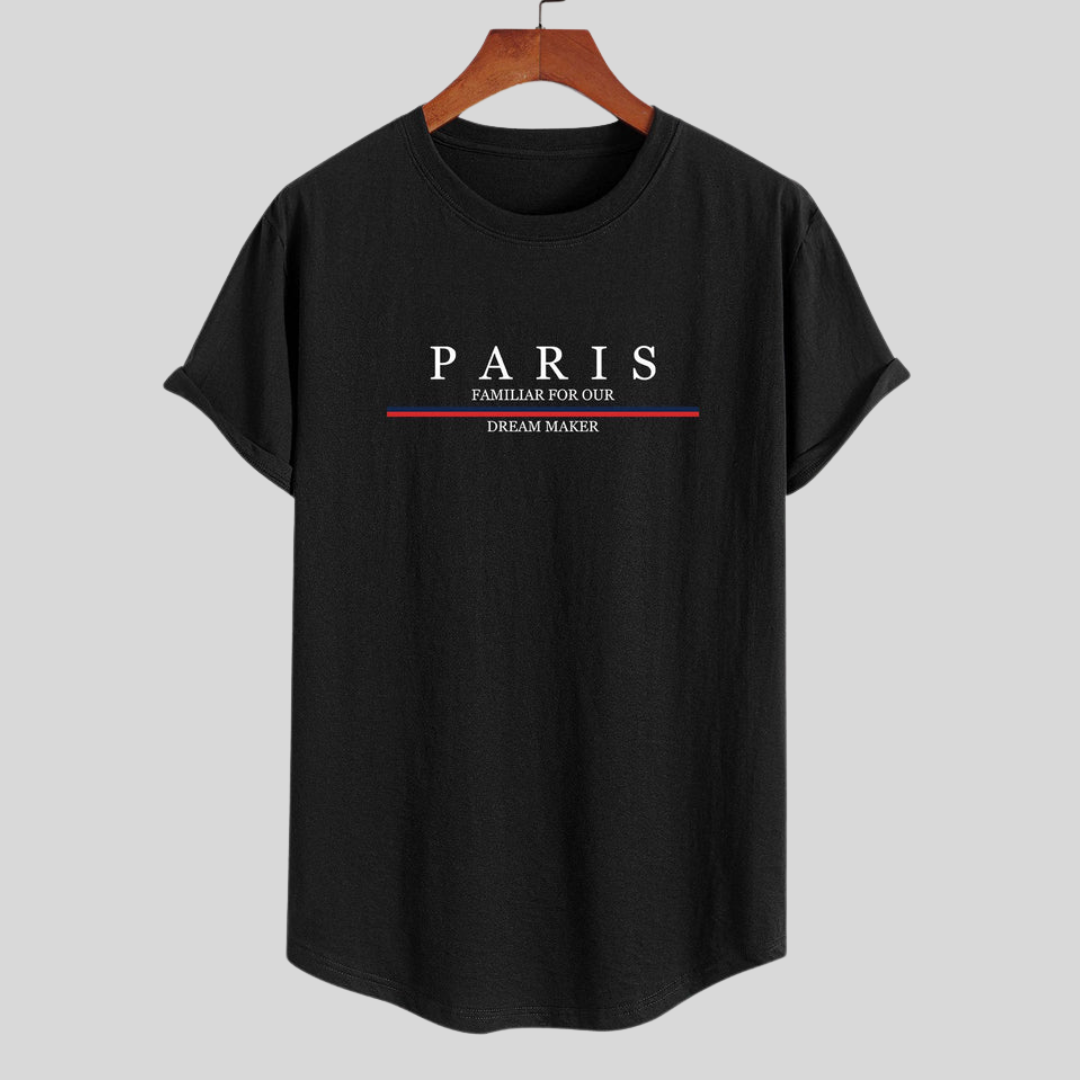 Luvik | T-paita raidallisesta puuvillasta Arc Home Paris -sloganprintillä