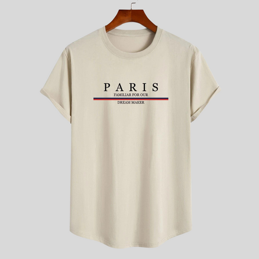 Luvik | T-paita raidallisesta puuvillasta Arc Home Paris -sloganilla painettuna
