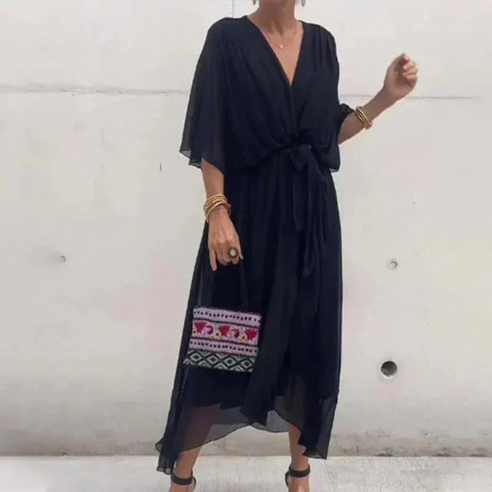 Luvik | Musta Maxi Mekko Boho Kosketus