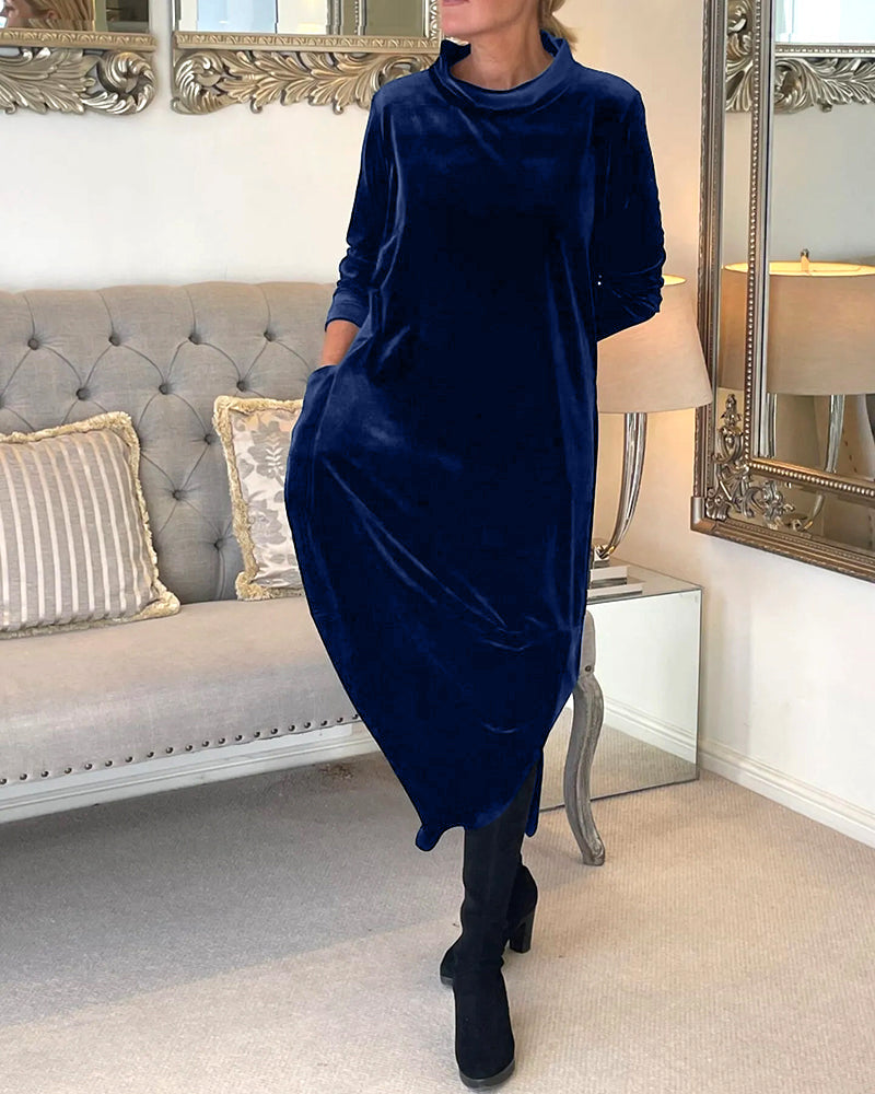 Luvik | Stilvolles Samtkleid mit Taschen