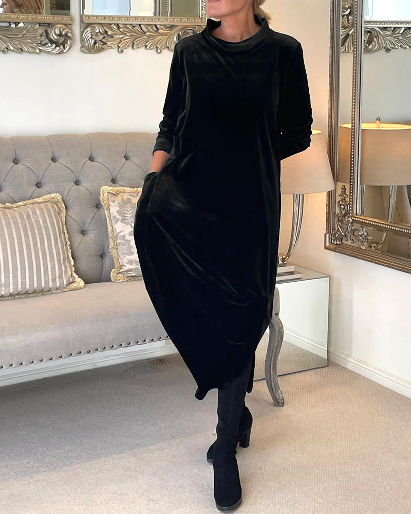 Luvik | Stilvolles Samtkleid mit Taschen