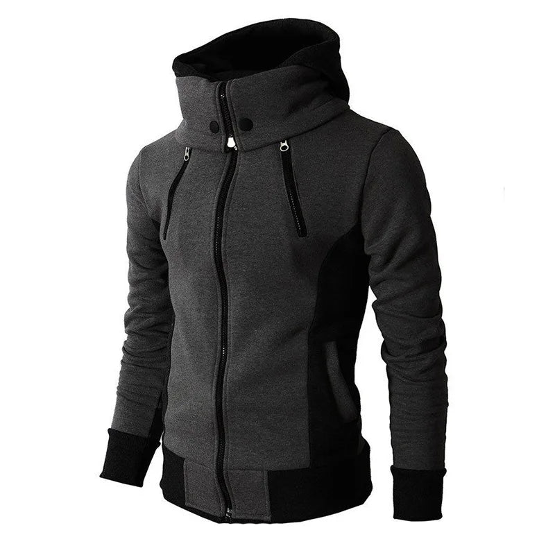 Luvik | Slim Fit Fleece Urheilutakki Vetoketjulla Ja Huppulla Miehille