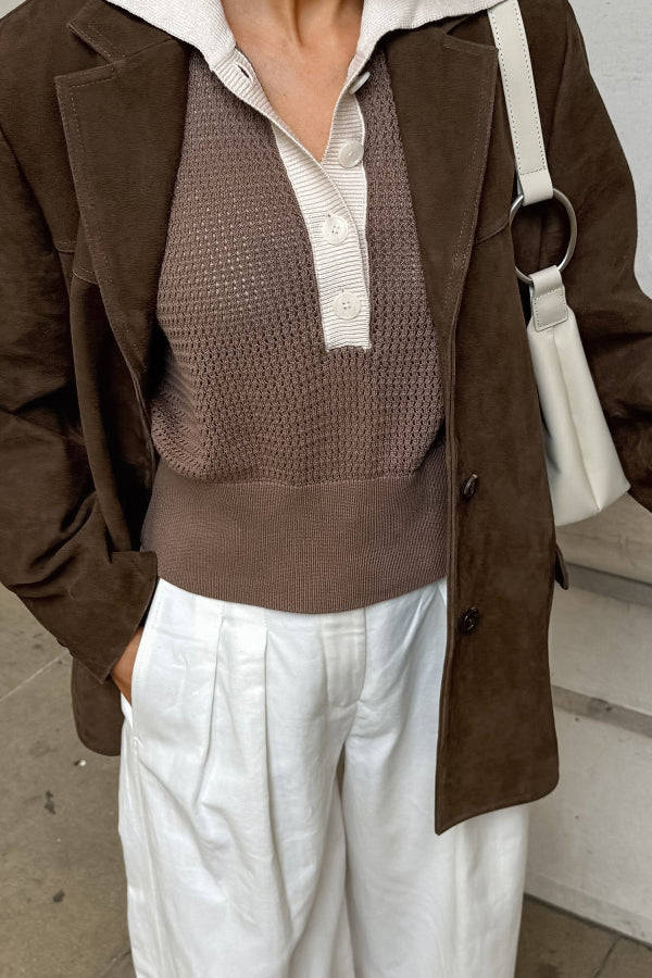 Luvik | Vintage Ylisuuri-nahkatakki Nubuck-nahka-kääntökauluksella