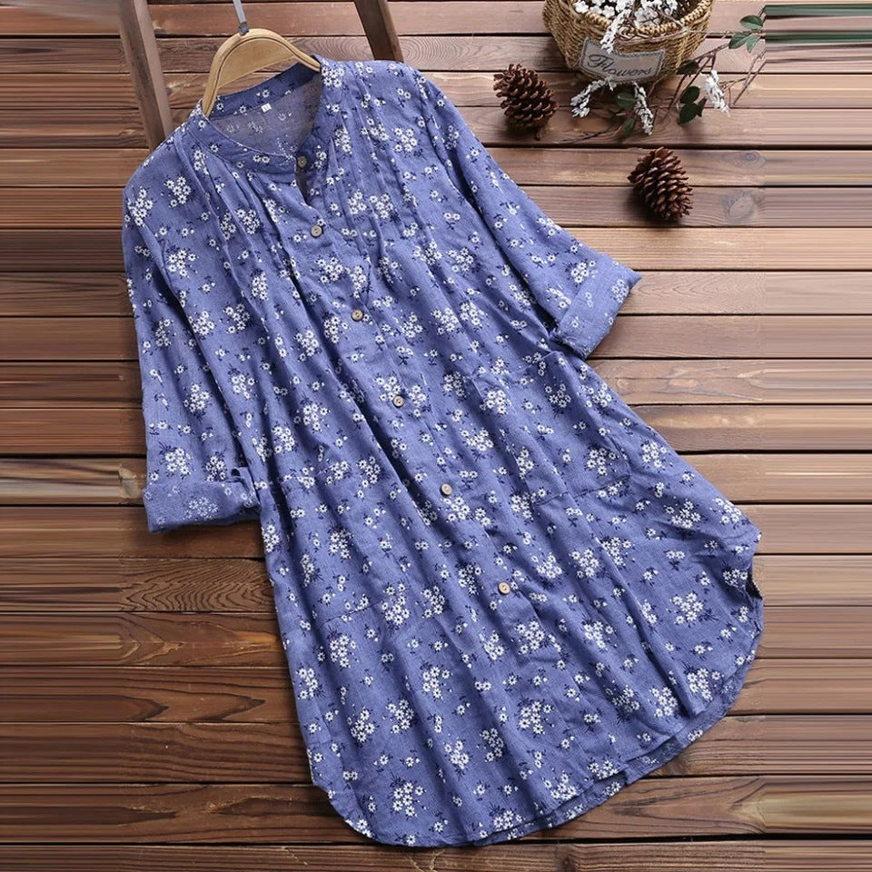 Luvik | Suuri naisten puuvilla- ja pellavapaita kesäksi Plus Size M-5XL