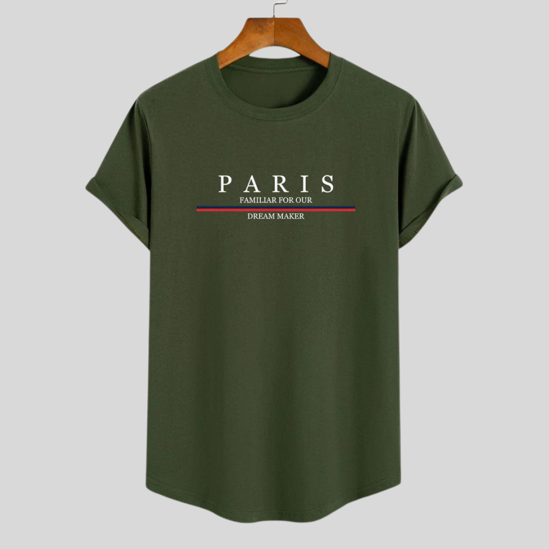 Luvik | T-paita raidallisesta puuvillasta Arc Home Paris -sloganprintillä