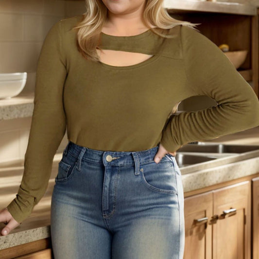 Luvik | Stylish green long sleeve blouse for any occasion