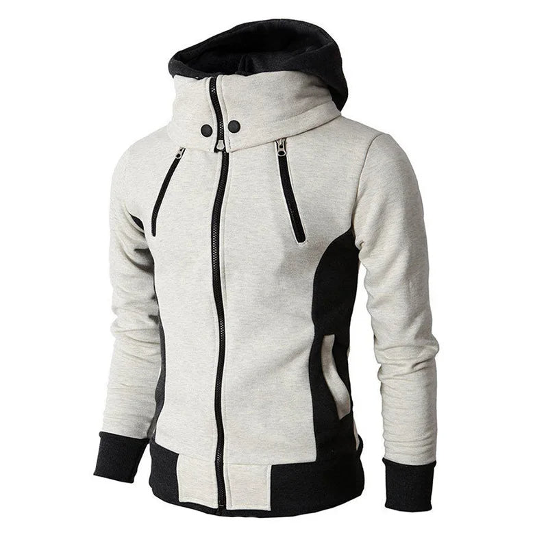Luvik | Slim Fit Fleece Urheilutakki Vetoketjulla Ja Huppulla Miehille