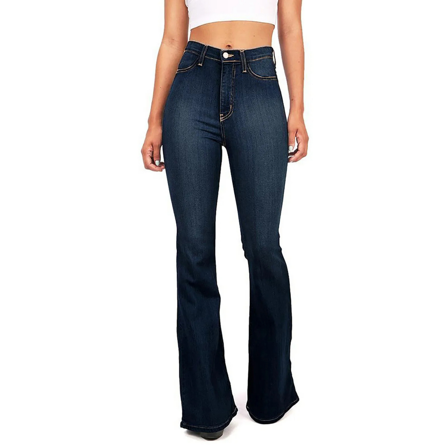 Luvik | Vyötärö Korkea Leveälahkeiset Farkut Naisille Stretch Denim, Kautta Vuoden, Mukava Istuvuus