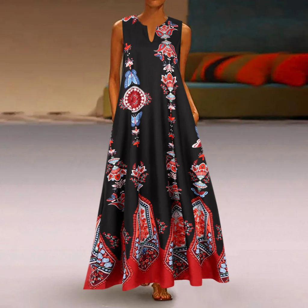 Luvik | Maxi-summer dress with floral pattern for plus size