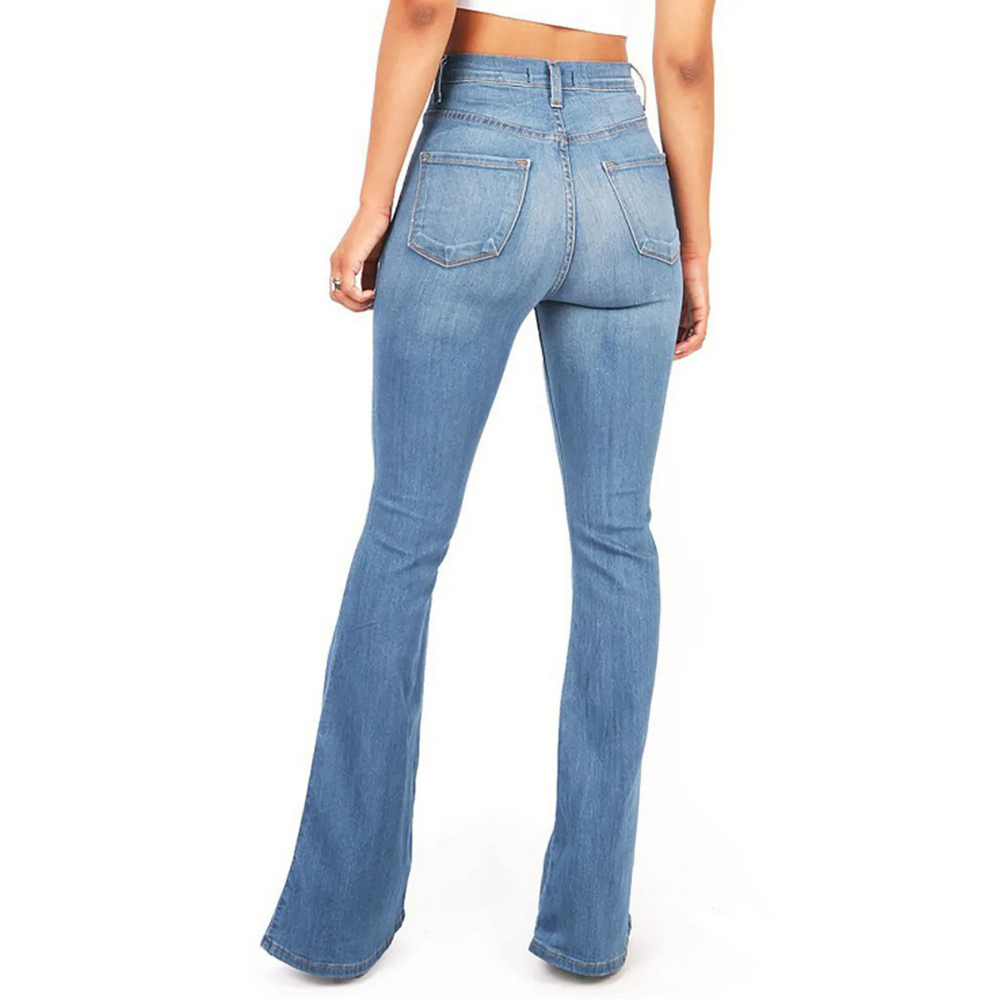Luvik | Vyötärö Korkea Leveälahkeiset Farkut Naisille Stretch Denim, Kautta Vuoden, Mukava Istuvuus