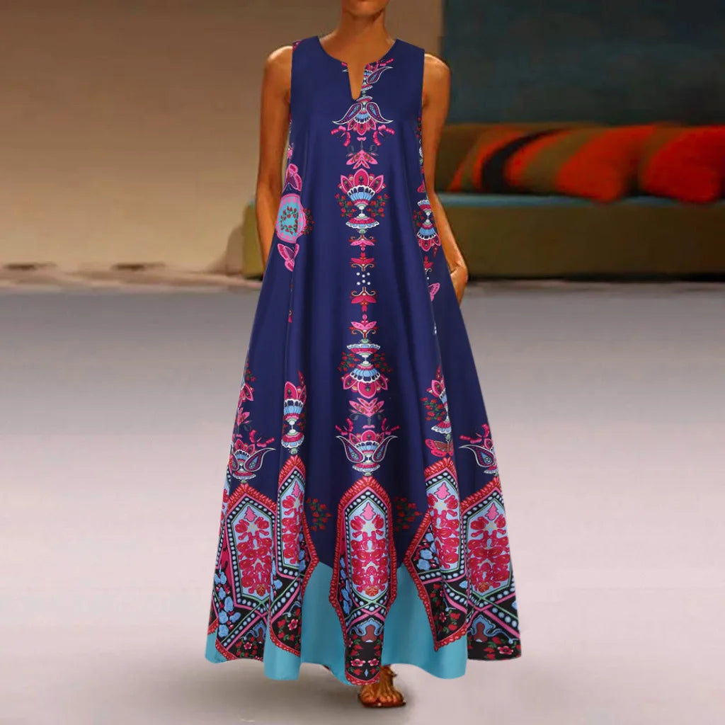 Luvik | Maxi-summer dress with floral pattern for plus size