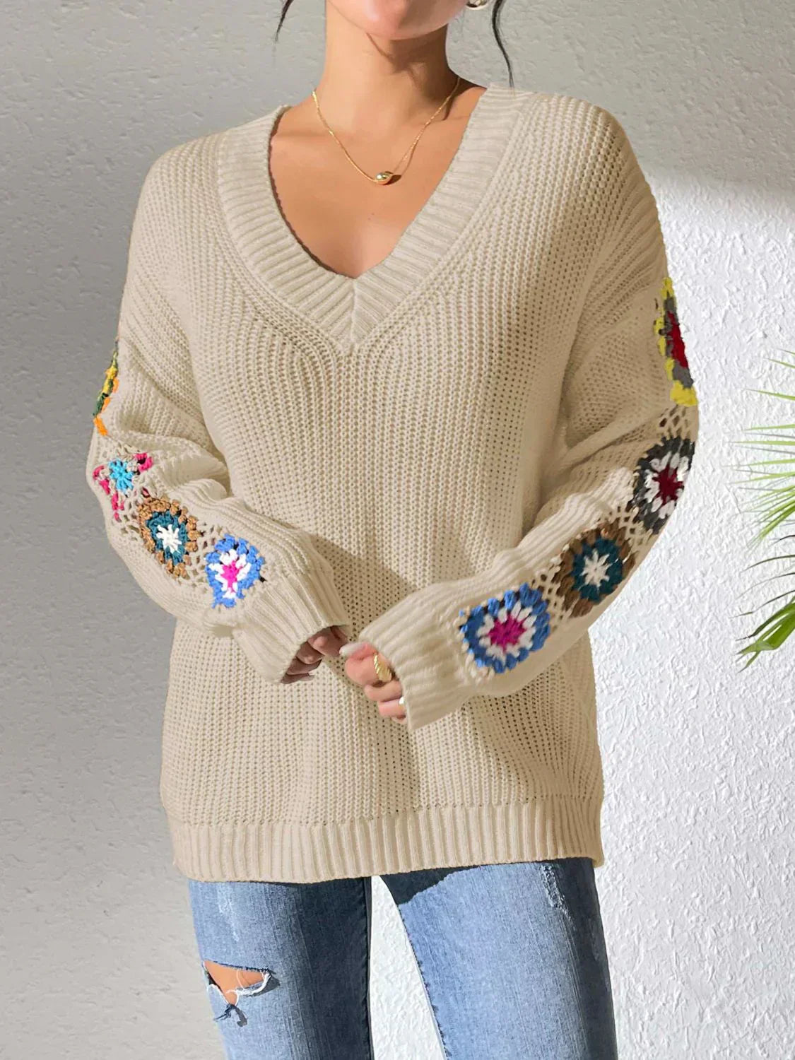 Luvik | Blumen Naisten Sweatshirt V-kaula-aukoilla Melanie