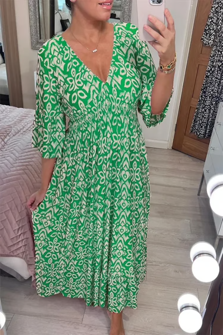 Luvik | Boho V-aukko Midi Mekko