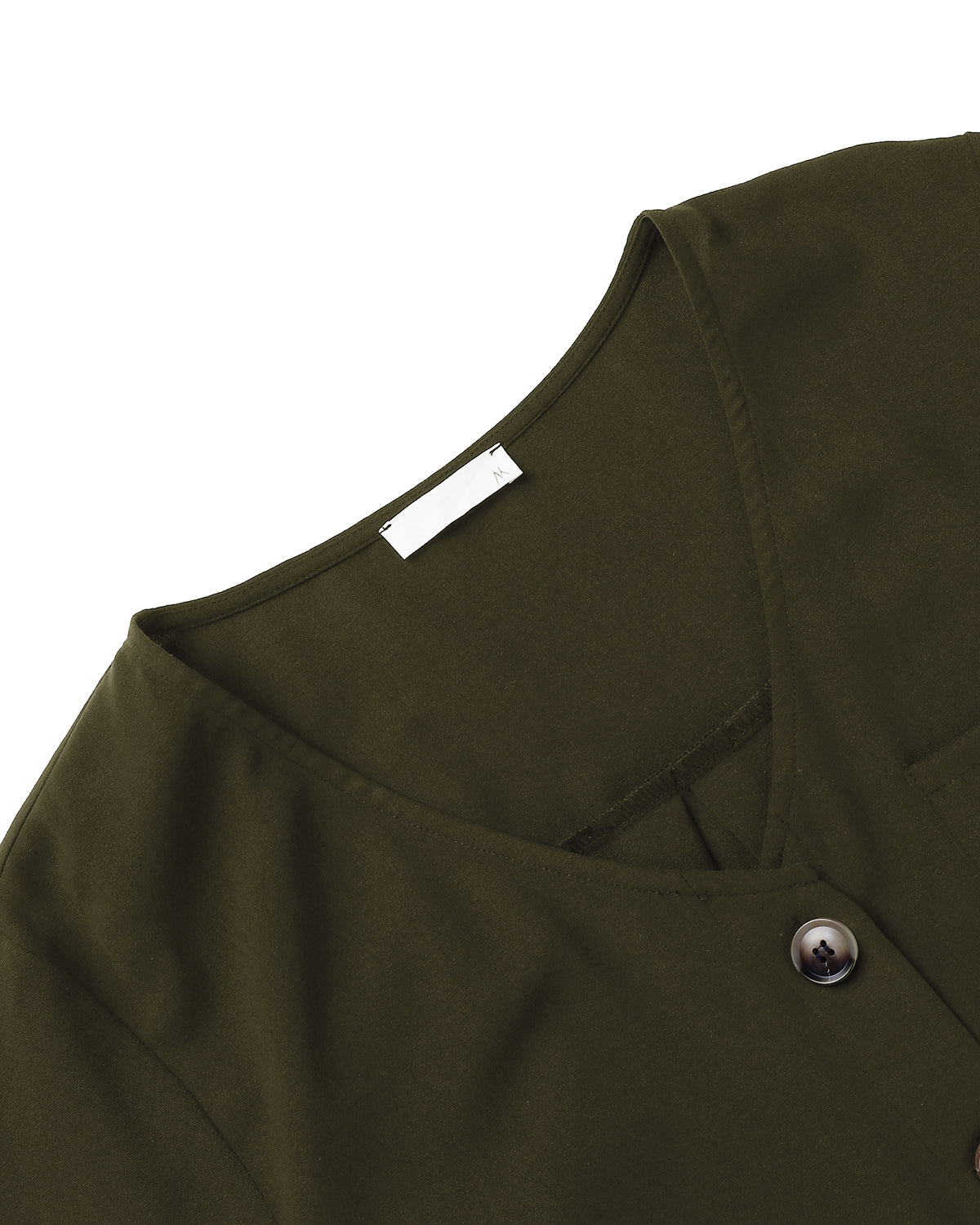 Luvik | Women's Button Pleat V-neck Loose Mini Dress with Pockets
