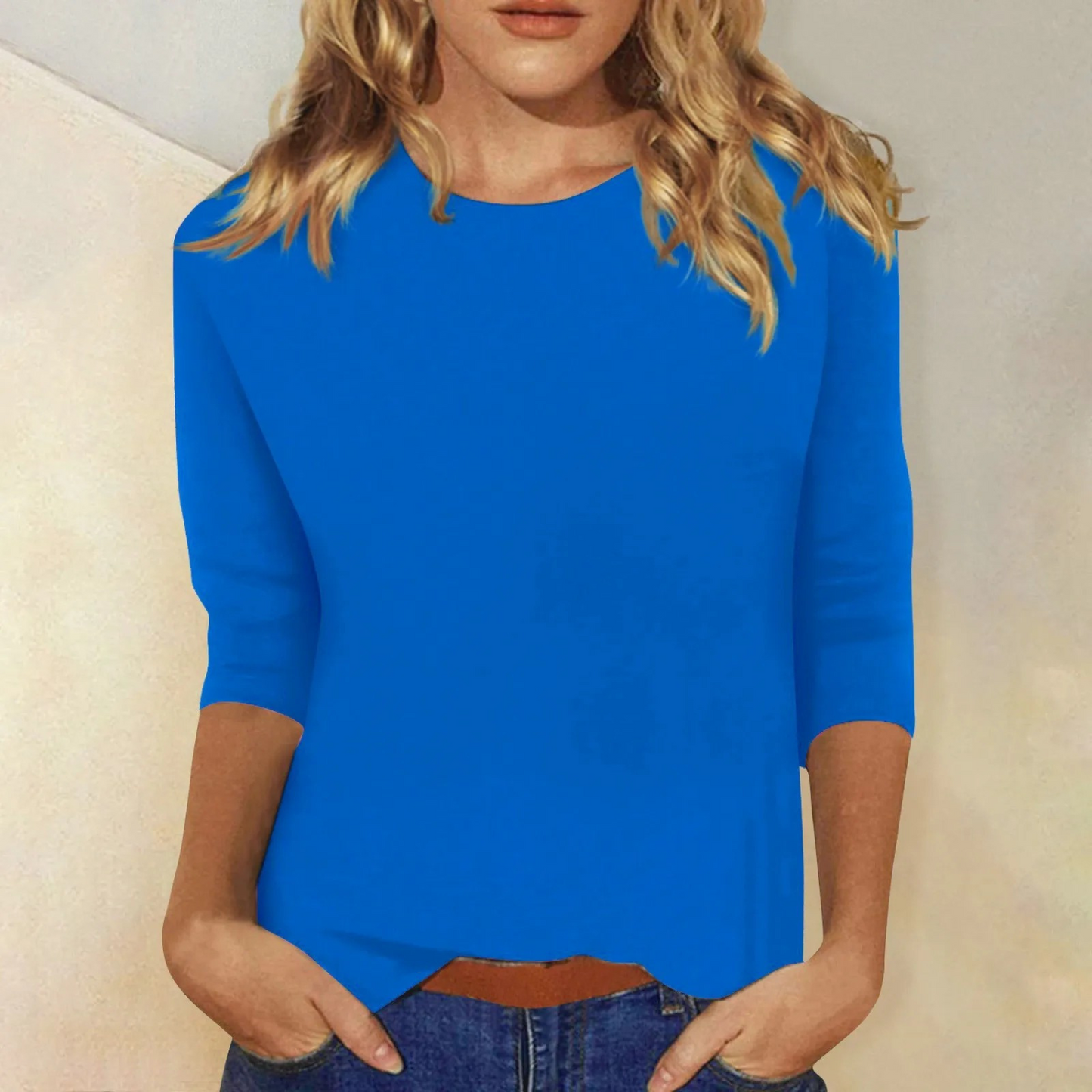 Luvik | black women's long-sleeve shirt, round neckline