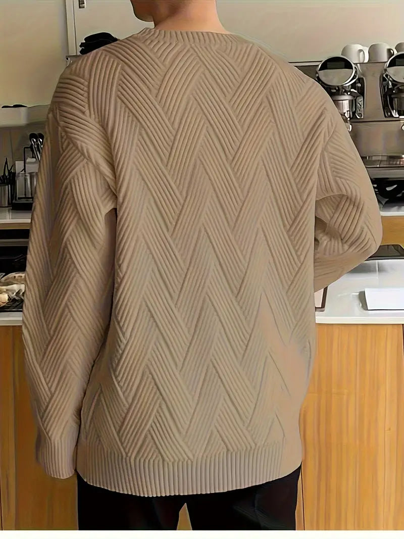 Luvik | Strukturierter Herbstpullover Mit Rippenbesatz Für Herren