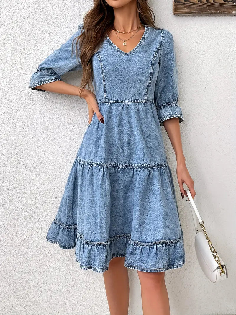 Luvik | Denim Mekko Korkealaatuisessa Laadussa