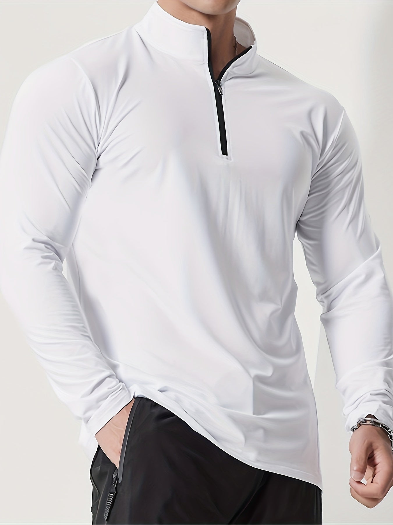 Luvik | Slim Fit Henley Shirt jossa on puolivetoketju ja seisova kaulus